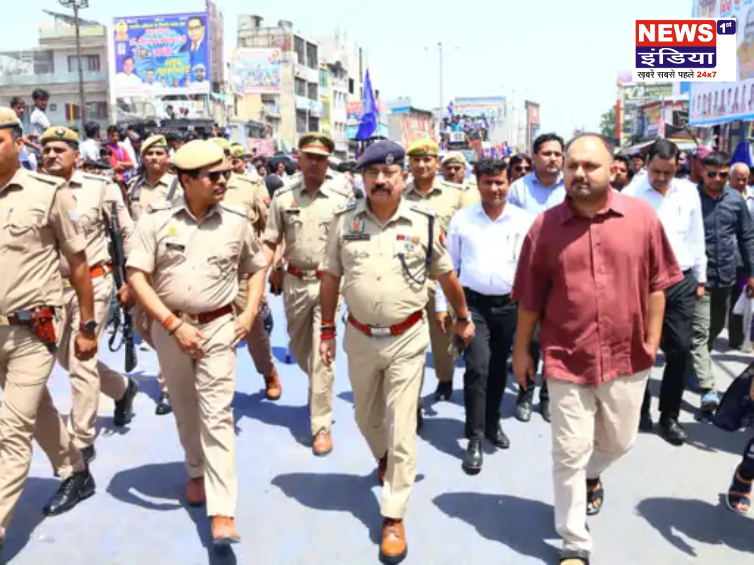 हापुड़ में अंबेडकर जयंती पर कड़ी सुरक्षा, डीएम-एसपी ने किया निरीक्षण और पैदल गश्त