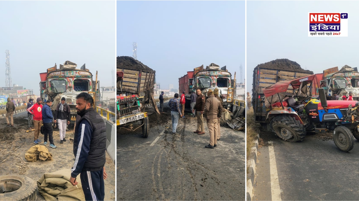 पुराना हाइवे पर ट्रैक्टर-ट्रॉली को ट्रक ने मारी टक्कर, चालक घायल; यातायात कराया गया सुचारू